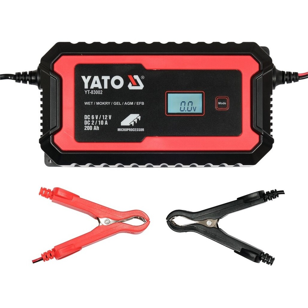 ⬡ Electronic battery charger 6/12 V, 2/10 A, up to 200 Ah (YT83002, YATO)