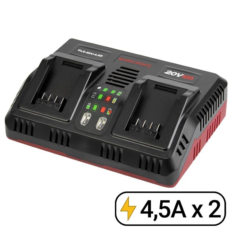 ⬡ Li-ion Double Charger for WORCRAFT 20V battery (CLC20V45DT, WORCRAFT)