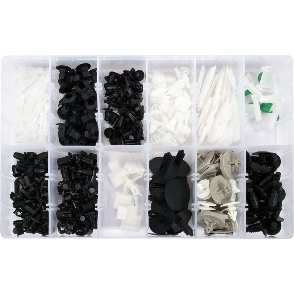 ⬡ Plastic push-type clip assortment (255pcs) VW (YT06663, YATO)