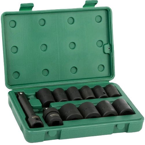 ⬡ 1/2" Dr. Impact socket SAE set 12pcs (S09008, SATA)