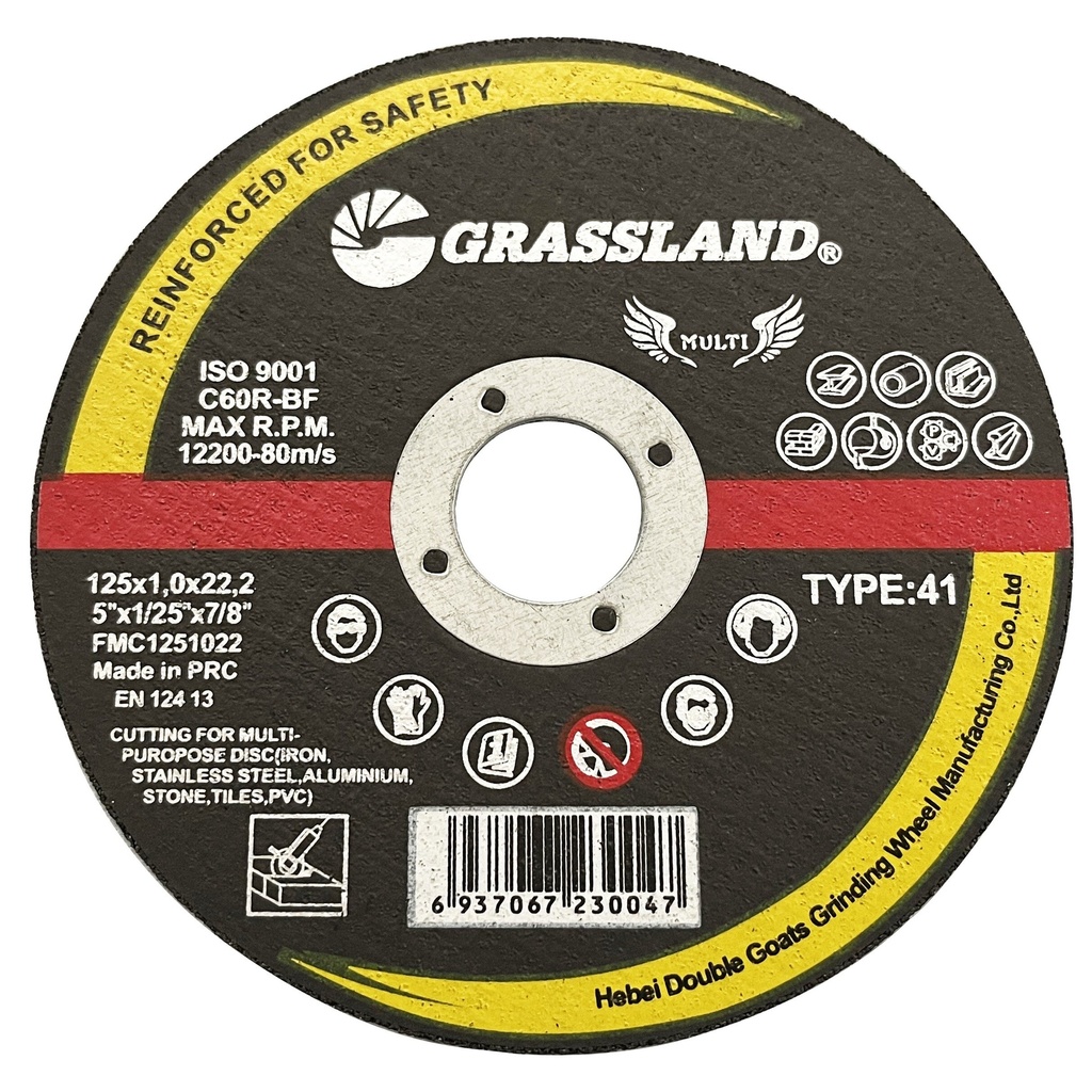 ⬡ Pjovimo diskas 125x1.0x22.2. Universalus, 41 tipo (FMC1251022, GRASSLAND)