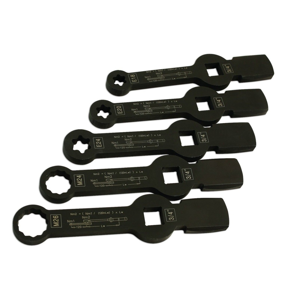 ⬡ Slogging wrench set E-TORX and SPLINE, 5 pcs, for brake caliper bolts (MHR10074)