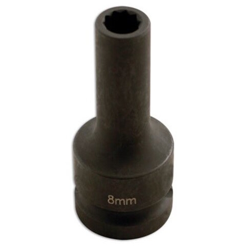 ⬡ Ilga smūginė galvutė 1/2" 10-briaunė 8 mm skeltiems ratlankiams (CW0028, ELLIENT TOOLS)