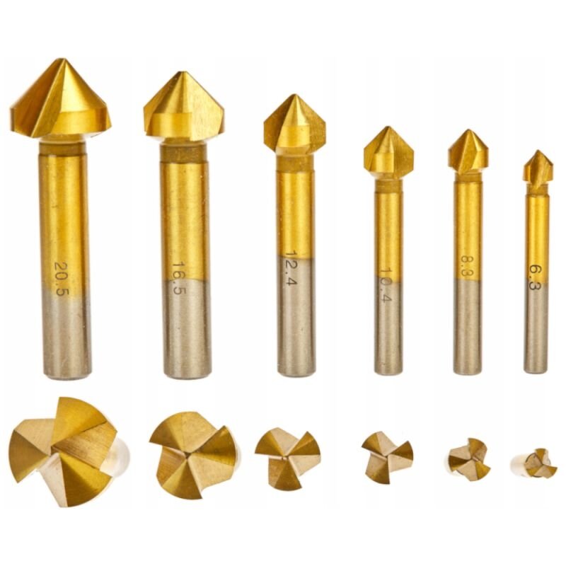 ⬡ Conical router cutter set for wood 6.3-20.5 mm, 6 pcs (KD983)