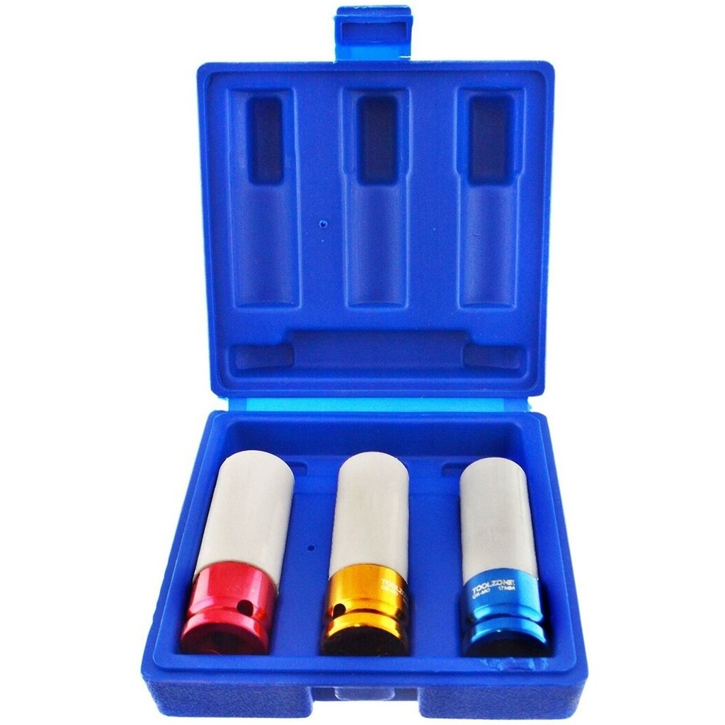 ⬡ Ilgų smūginių galvučių rato veržlėms rinkinys 1/2" 3 vnt. (MHR10090)