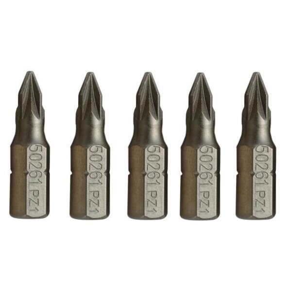 ⬡ 1/4" (6.3mm) Dr PZ bit, 5pcs. PZ #1 x 25mm (SC59261, SATA)