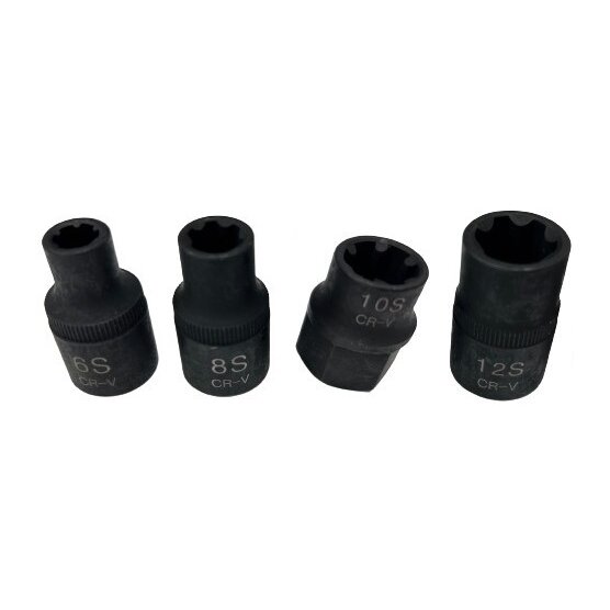⬡ Vidinių RIBE galvučių rinkinys 1/2" (6S-12S) 4 vnt. (GX9004, ELLIENT TOOLS)