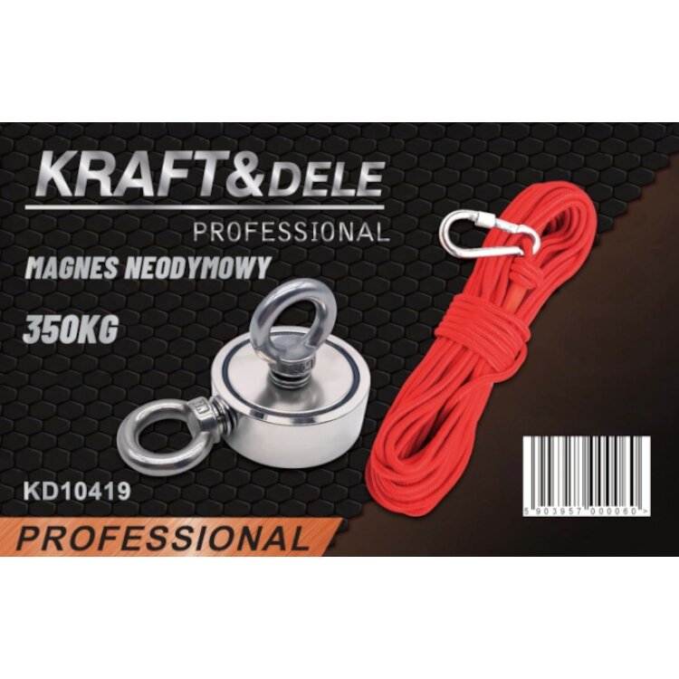 ⬡ Neodimio magneto rankena su virve, 350 kg (KD10419)