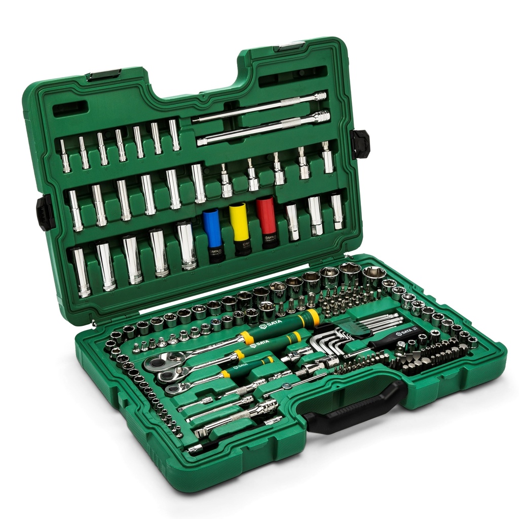 ⬡ 1/4" + 3/8" + 1/2" Dr. Socket set (HEX) 180pcs (ST09546G, SATA)