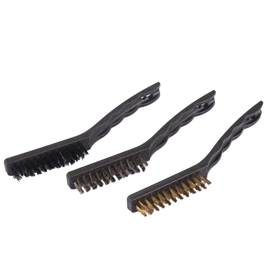 ⬡ Wire brush with plastic handle, set of 3 pcs 230 mm (KRKSBR39)