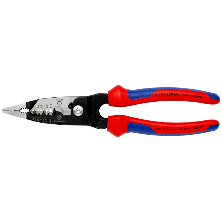 ⬡ Replės elektros instaliacijos darbams daugiafunkcinės 200mm KNIPEX (1372200ME, KNIPEX)