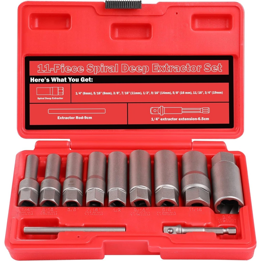 ⬡ Bolt extractor socket set 11pcs (6-19mm) 3/8'' Dr. (WT01E9373)