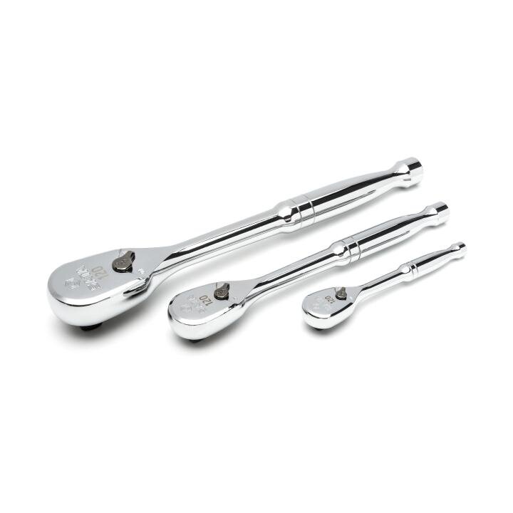 ⬡ Quick-release ratchet set 3 pcs 60 teeth 120XP (oval head, metal handle) (ST13975, SATA)