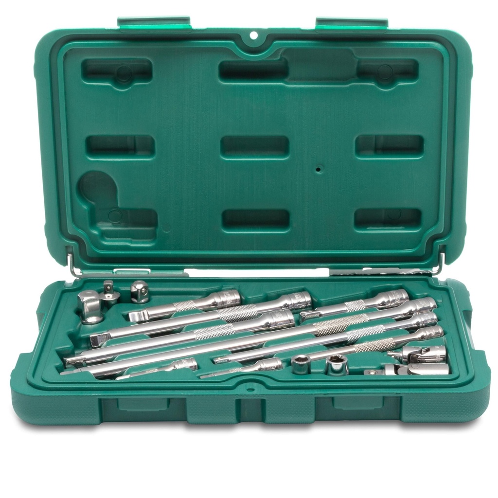 ⬡ 1/4" + 3/8" adapterių ir priedų rinkinys 16 vnt. (ST09545G, SATA)