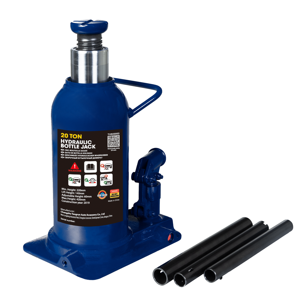 ⬡ Hydraulic bottle jack 20 t, vertical and horizontal use, TUV (TH920003, TONGRUN)
