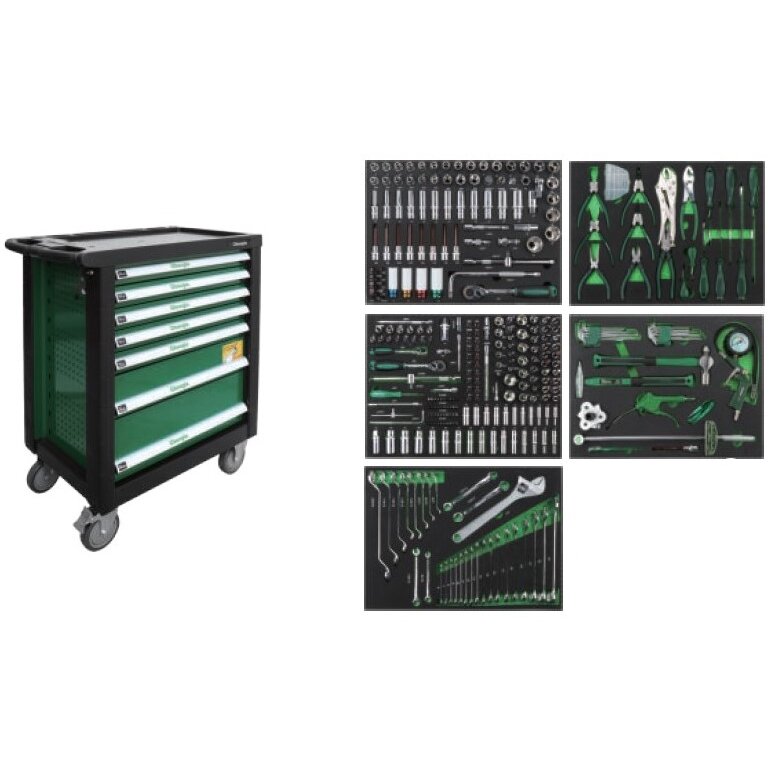⬡ Roller cabinet 7 drawers, CL713017 with tool set trays (330pcs), 5 sets (CL106410, CHANGLU TOOLS)