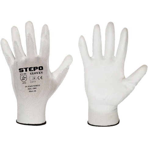 ⬡ Pirštinės darbui aplietos PU-EKO Baltos 9 (L) Baltos (1801WHITE9)
