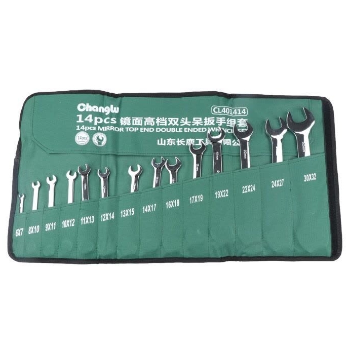 ⬡ Open end wrenches DIN3110 set 14pcs (6-32mm) (CL401414, CHANGLU TOOLS)