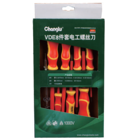 ⬡ Atsuktuvų izoliuotų VDE rinkinys 8 vnt. (CL505908, CHANGLU TOOLS)