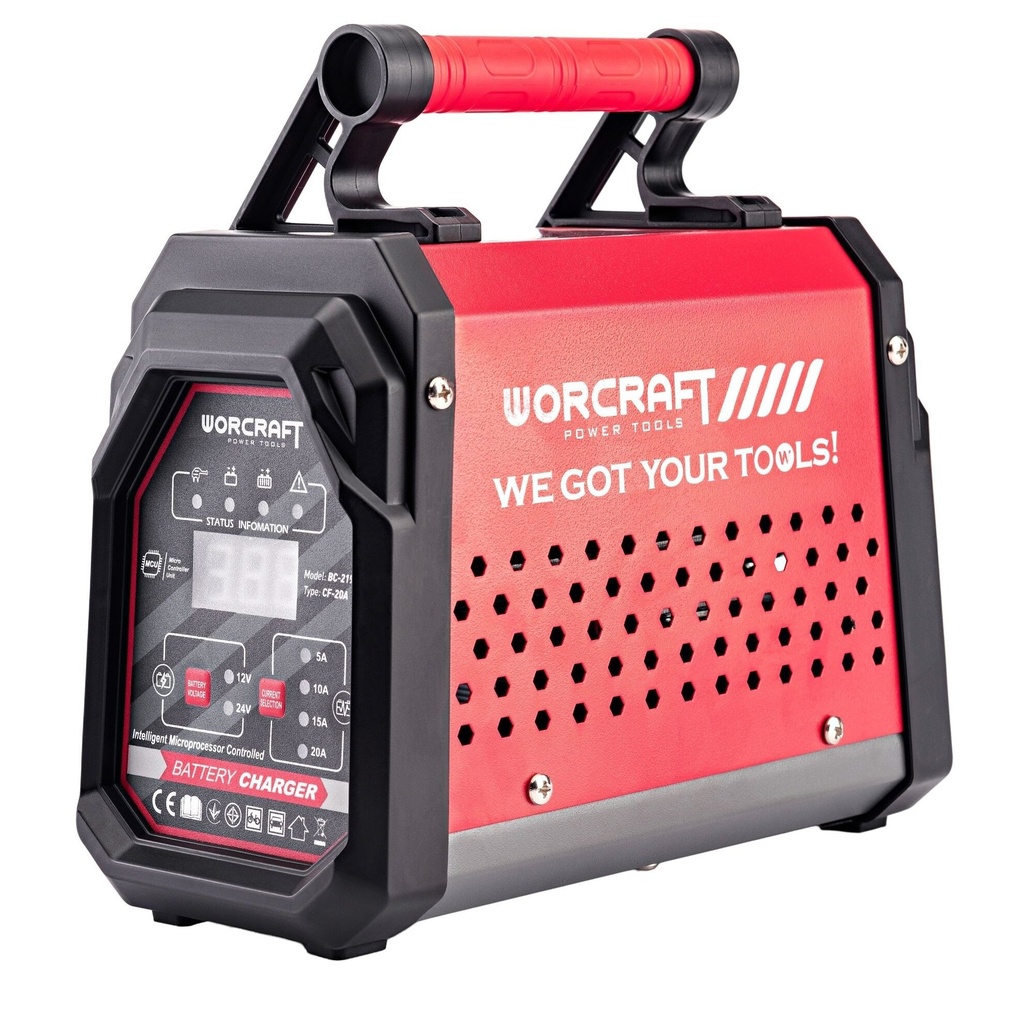 ⬡ Įkroviklis akumuliatoriui WORCRAFT 12/24V 20A 10-300Ah (BC219, WORCRAFT)