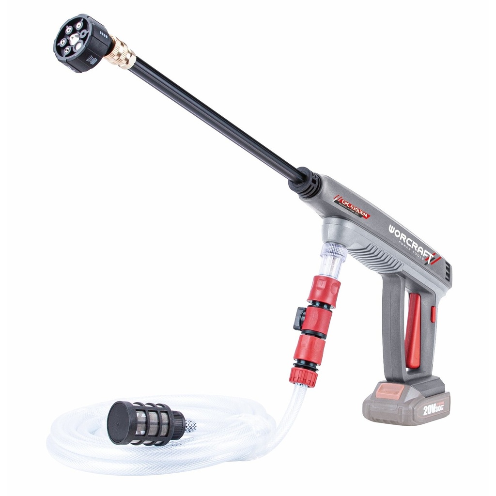 ⬡ Li-ion Cordless high pressure cleaner WORCRAFT 20V 2.0Ah in plastic box (CPCS20LiDM, WORCRAFT)