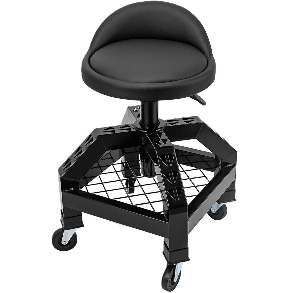 ⬡ Adjustable garage shop stool with backrest (JTPC407)
