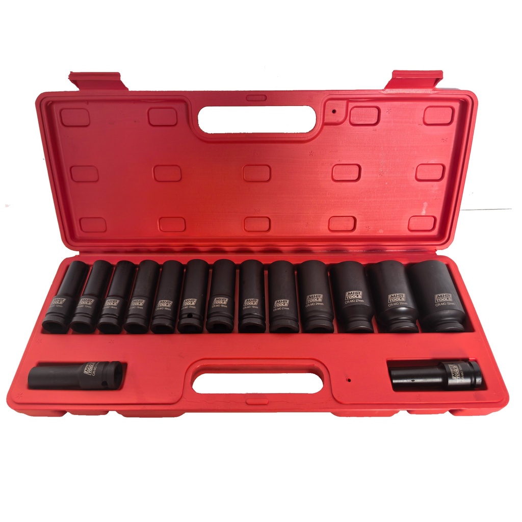 ⬡ Ilgų smūginių galvučių rinkinys 1/2" 15 vnt. (10-32 mm) 12-briaunės (MHR1268015)