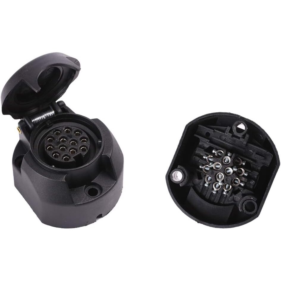 ⬡ Priekabos rozetė 13 kontaktų, apvali, plastikinė (KR3008)