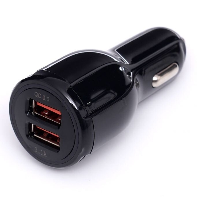 ⬡ USB car charger 12V/24V, USB 3.1A + USB QC3.0 (KD1235, KRAFT&DELE)