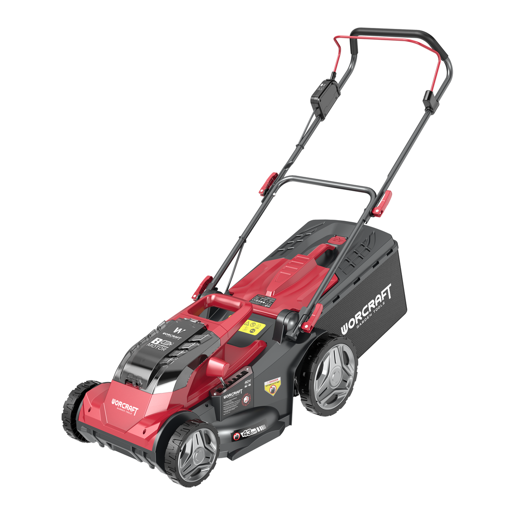 ⬡ Li-ion Cordless brushless lawn mower WORCRAFT with 8.0Ah batteries 40V (20V + 20V) (CLMS40LiBL8AH, WORCRAFT)