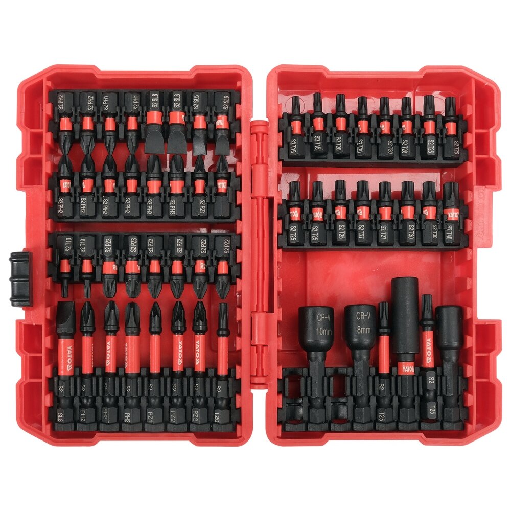 ⬡ Impact screwdriver bit set 1/4 inch 54 pcs (FLAT, PZ, PH, TORX) (YT04617, YATO)