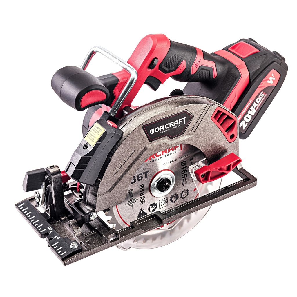 ⬡ Cordless circular saw 165 mm with laser, Li-ion 20 V (CCSS20LiB, WORCRAFT)