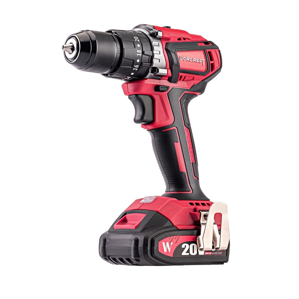 ⬡ Li-ion cordless drill / driver 20V, 2x2.0Ah (case) (CHDS20LiBP, WORCRAFT)