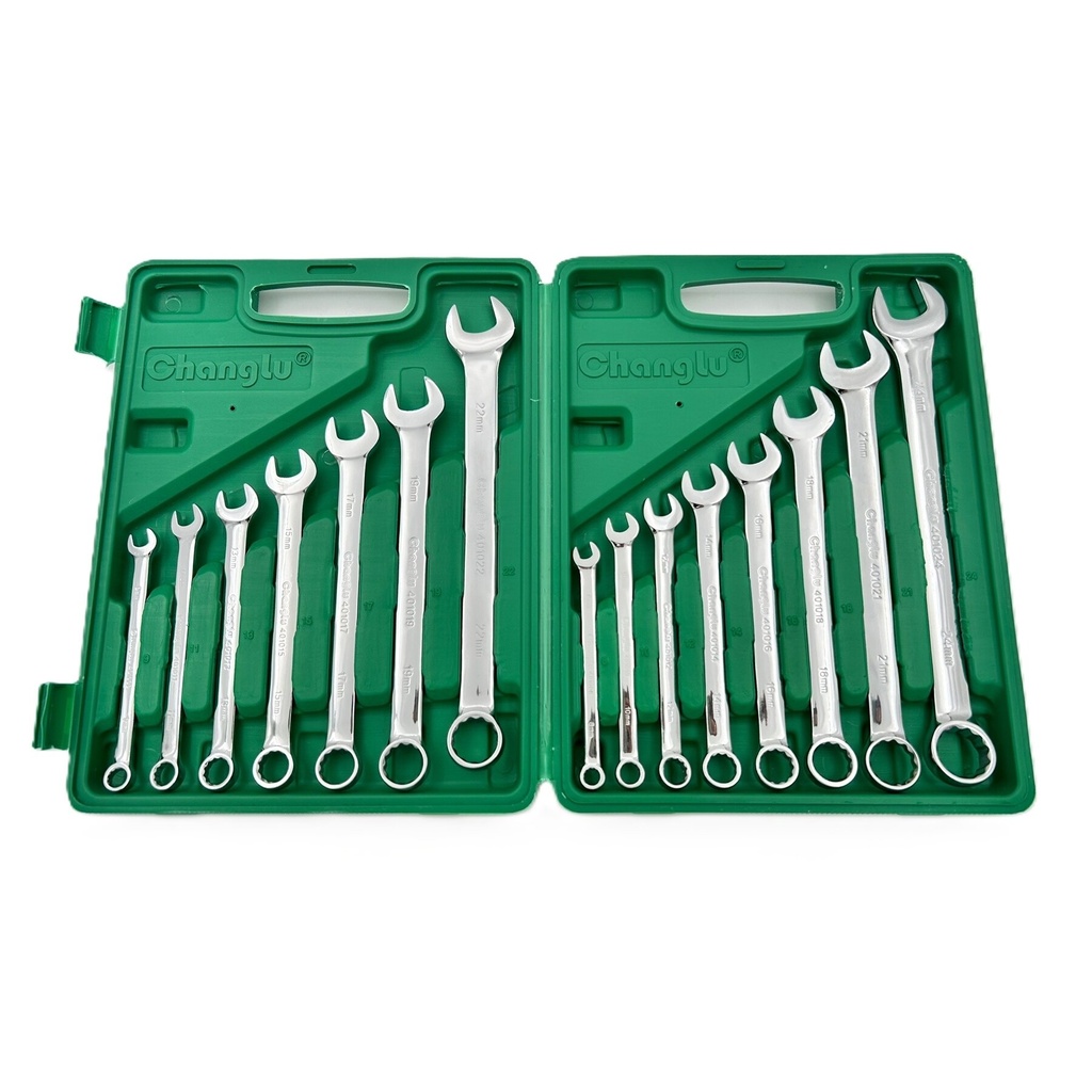 ⬡ Kombinuotų raktų rinkinys 15 vnt. (8-24 mm) (BMC dėklas) (CL401315, CHANGLU TOOLS)