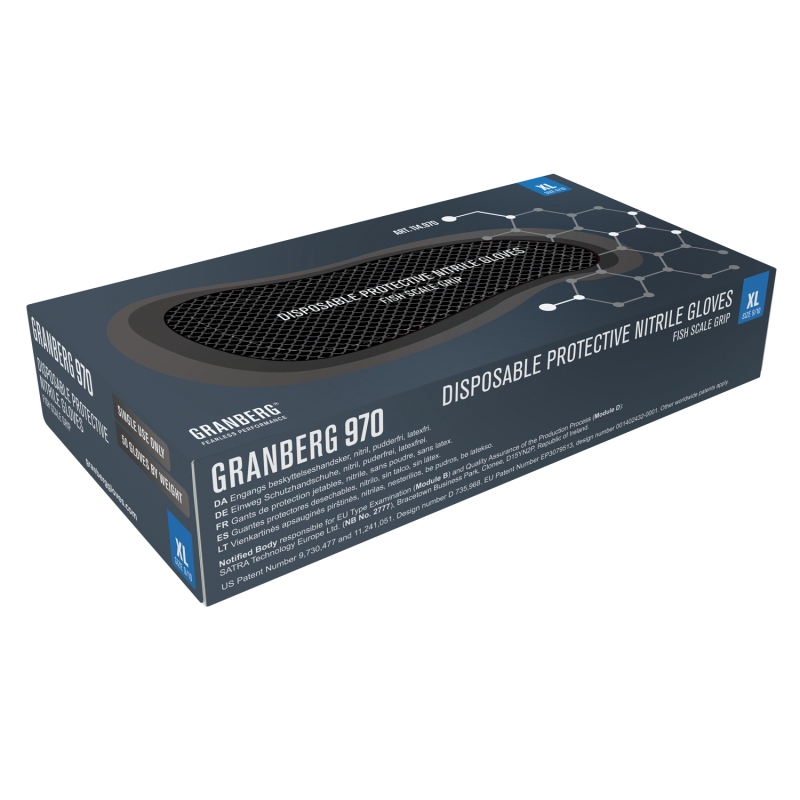 ⬡ Vienkartinės nitrilo pirštinės GRANBERG 970 11 (XXL) (50 vnt.) (114970XXL)