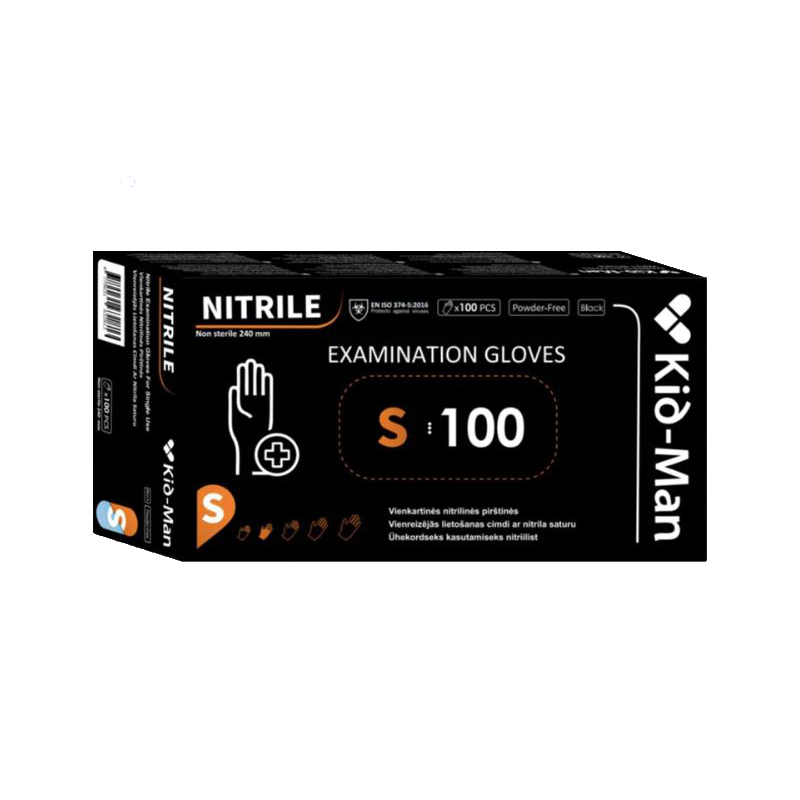 ⬡ Disposable nitrile gloves KID MAN 10 (XL) (100 pcs.) (NIGLXL100BK)