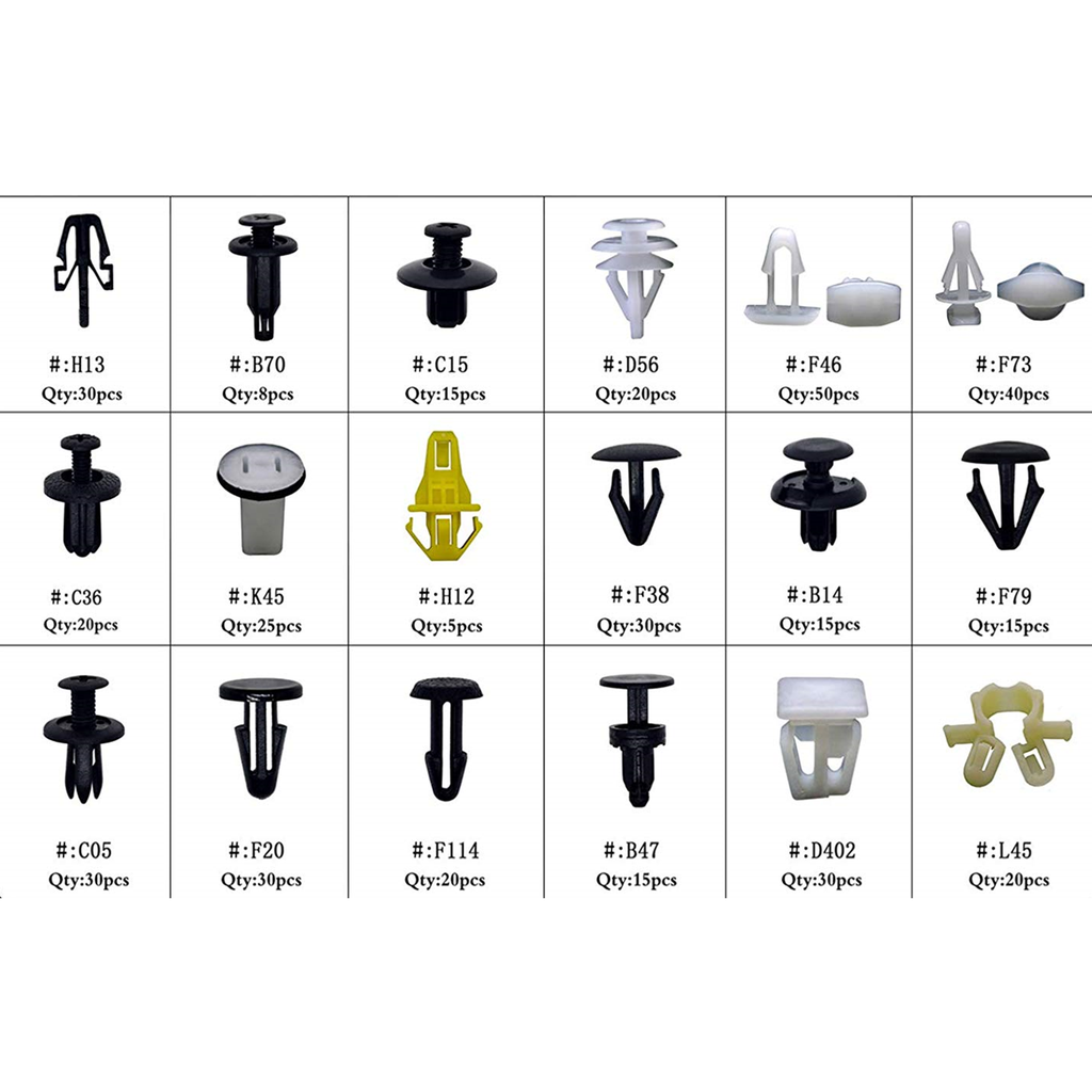 ⬡ Automobilio apdailos plastikinių laikiklių rinkinys (418vnt) (HE24)