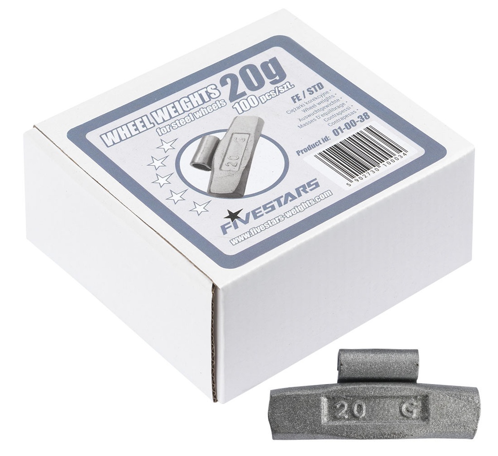 ᴿᴰ Clip-on FE weights FIVE STARS 20 g, for steel rims (01-00-38, FIVE STARS)