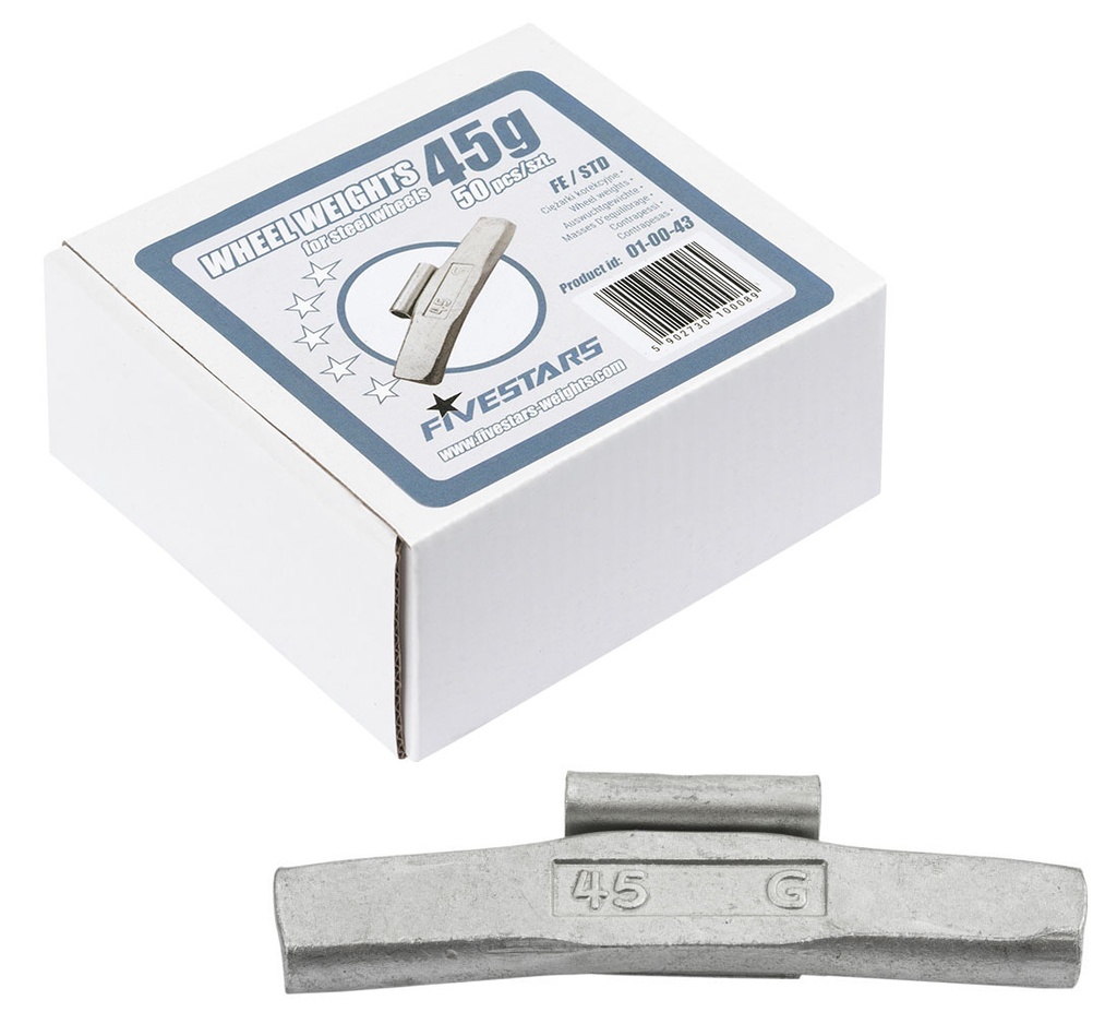 ᴿᴰ Clip-on FE weights FIVE STARS 45 g, for steel rims (01-00-43, FIVE STARS)