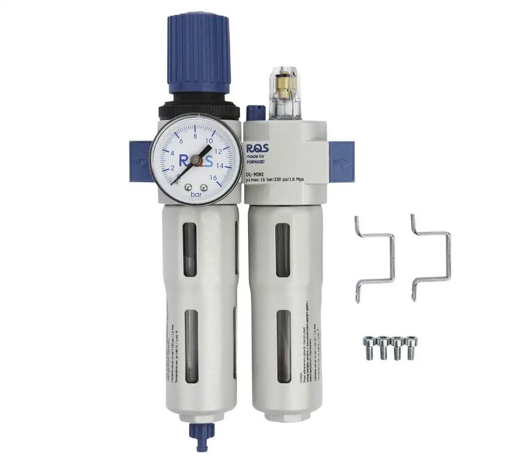 ᴿᴰ Air pressure regulator with water separator and lubricator 1/4" MINI RQS (05-00-40, REDATS)