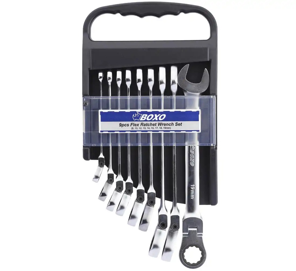 ᴿᴰ Žiediniai raktai BOXO, 8–19 mm, 9 vnt. (07-00-30, BOXO)