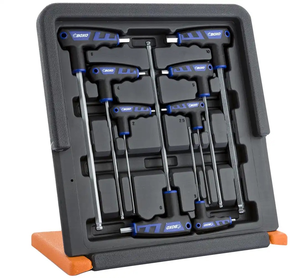ᴿᴰ Hex key set with handle, 8 pcs, with stand, BOXO (07-00-24, REDATS)