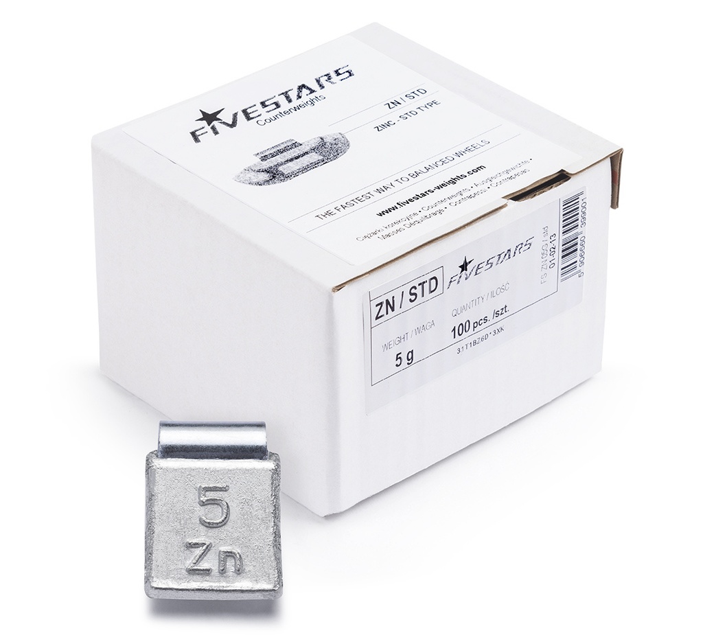 ᴿᴰ Clip-on Zn weights FIVE STARS 5 g, 100 pcs (01-02-13, FIVE STARS)