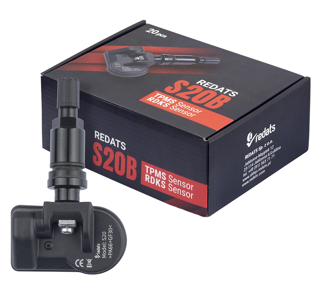 ᴿᴰ Universalus TPMS jutiklis S20B, aliuminis juodas, 433/315 MHz (19-01-21, REDATS)