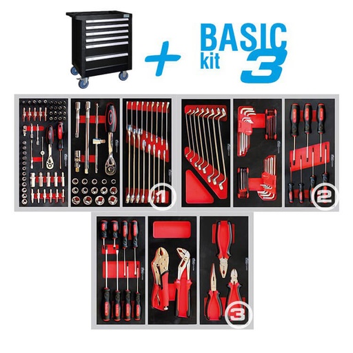 [05.088.84X] Įrankių vežimėlis TMX Basic su 6 stalčiais, juodas (05.088.84X, MARCO TOOLS)