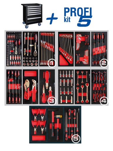 [05.088.85X] Įrankių vežimėlis su 6 stalčiais, juodas (05.088.85X, MARCO TOOLS)