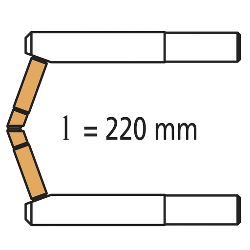 [051058] RX3 svirtys 220 mm 20°, su 2 elektrodų antgaliais, 2 vnt. (051058, GYS)