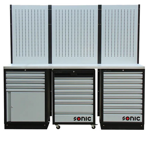 [4731814] Įrankių spintelių komplektas su metaliniu stalviršiu, vežimėliu ir sienele, 4731814, SONIC EQUIPMENT 