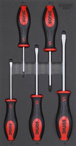 [600513] Kalamų atsuktuvų komplektas dėkle į vežimėlį, 5 vnt. (600513, SONIC)