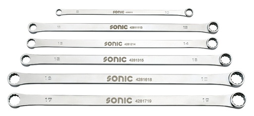[600610] Ypač ilgų dvigubų žiedinių raktų komplektas maišelyje, 6 vnt. (600610, SONIC)